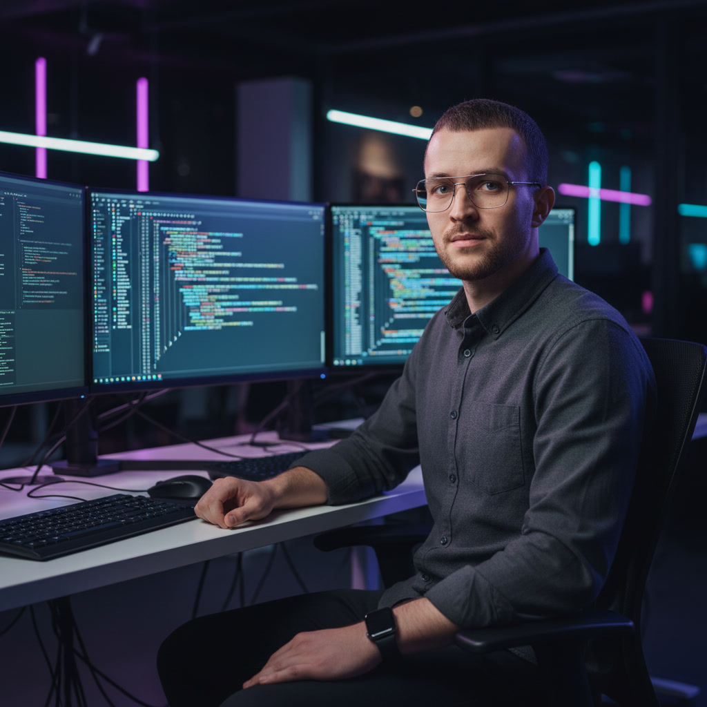 Вениамин Вихарев за рабочим местом